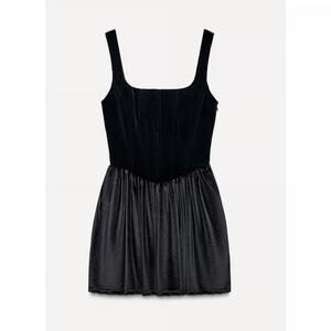 NWT Zara Velvet Balletcore Corset Mini Dress Black Sz XS Cocktail Sexy DateNight